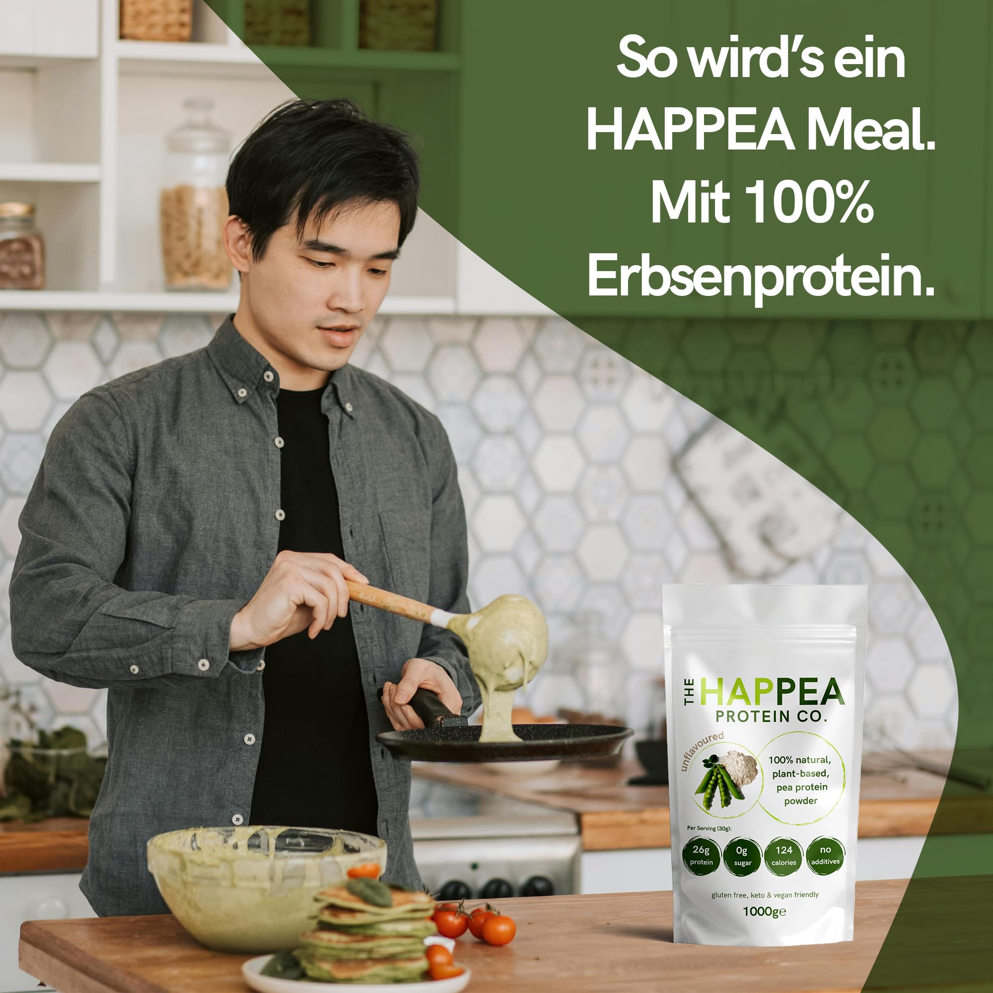 1 kg Hochwertiges Vegan Erbsenprotein Pulver - 85% Protein - Veganes Proteinpulver, Geschmacksneutral, Ohne Zucker, Ideal für Muskelaufbau & Diät, Hoch Löslich, 100% GVO-frei