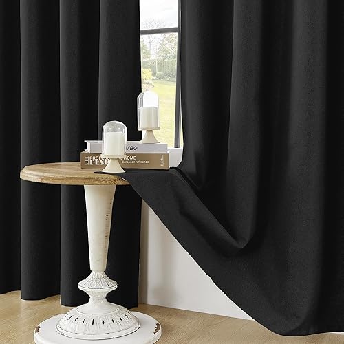 Miniatura 137 de ChrisDowa Cortinas 100% opacas de abedul liso de 96 pulgadas de largo, 2 paneles para dormitorio, sala de estar, oscurecimiento de la habitación de