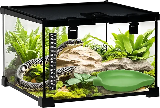 PawHut 30x30x20cm Glass Reptile Terrarium - 18x18x18 Insect Breeding Tank