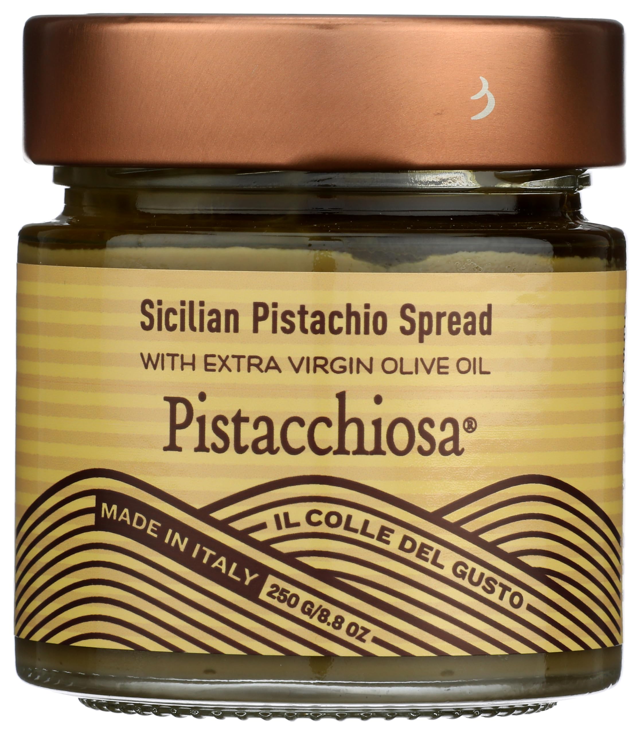 Il Colle Del Gusto Sicilian Pistachios Spread with Extra Virgin Olive Oil, Pistacchiosa, 8.1 Ounce