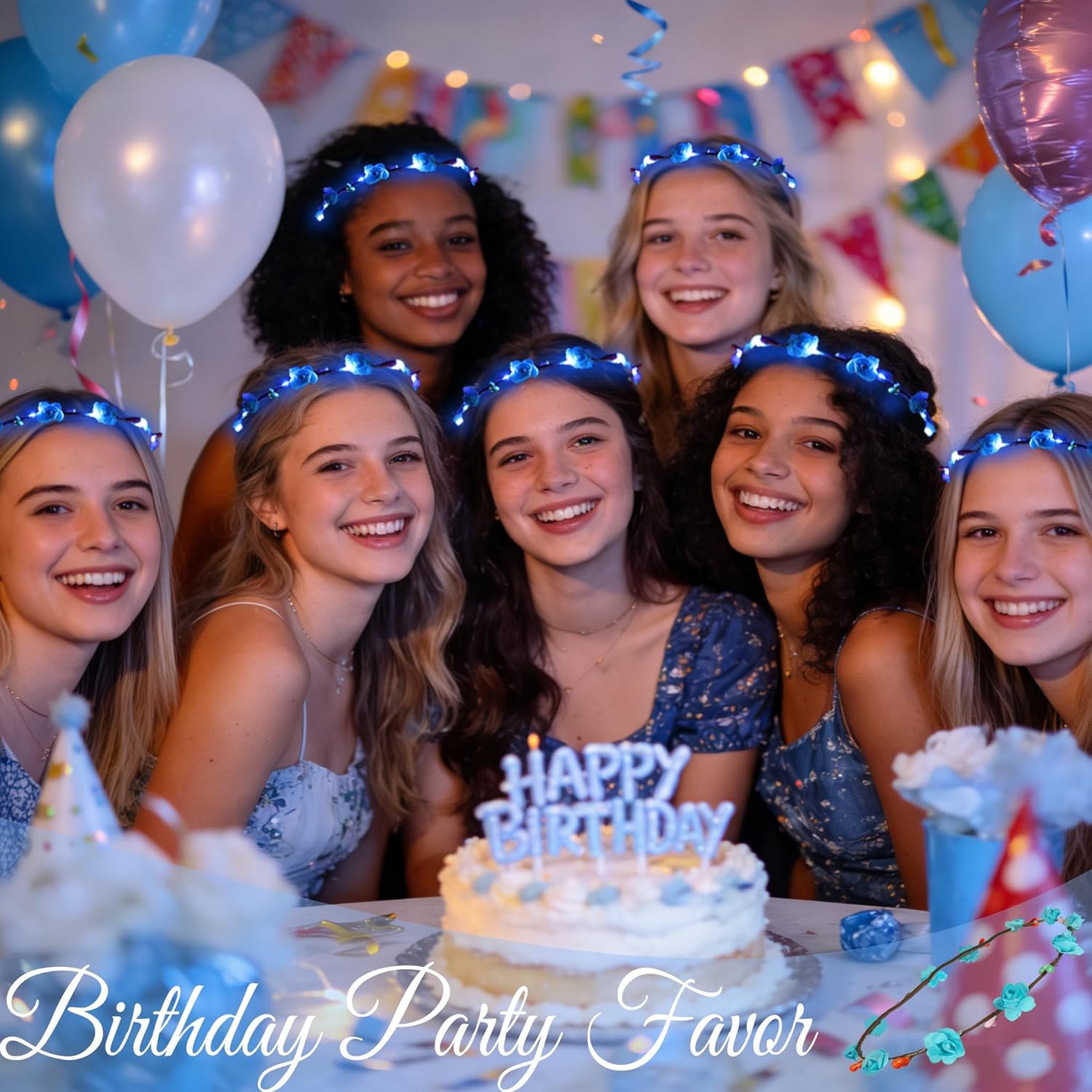 50 Pcs Light Up Flower Crown Headbands Women LED Flower Crown Headband LED Hair Accessories Glow in the Dark Party