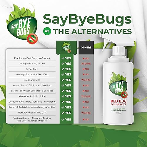 Miniatura 3 de Say Bye Bugs Spray mata insectos (1 x 16 onzas)  Mata al contacto. Fórmula no tóxica, segura para la familia y las mascotas. No deja olor, sin