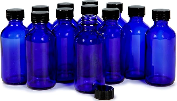 HWASHIN Paquete De 12 Botellas De Vidrio Azul Cobalto De 4