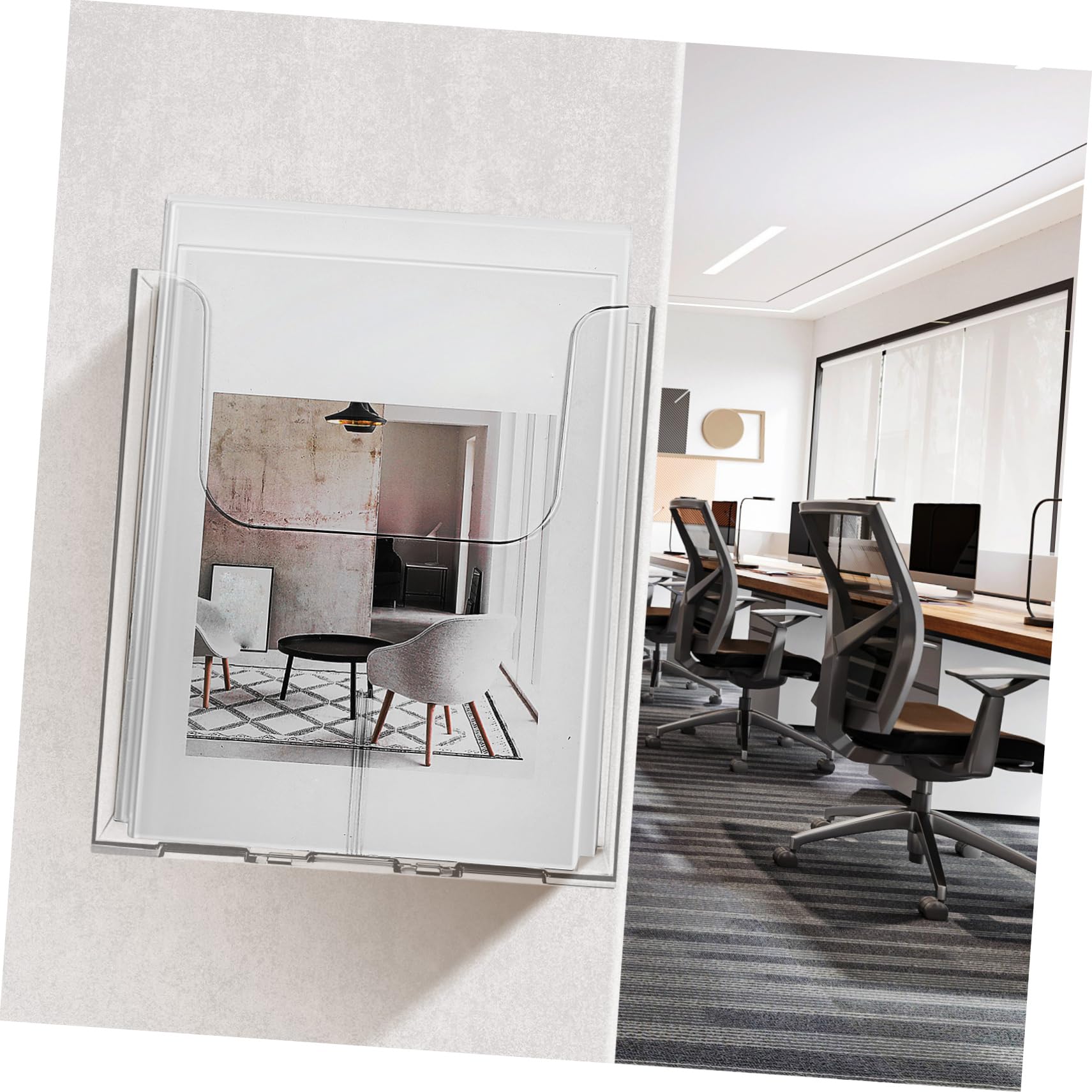 Soporte Fácil Acrílico Folletos Pared de Transparente Instalación Tamaño A4 de 4 Resistente Deformación Juego Piezas y Oficina Hogar