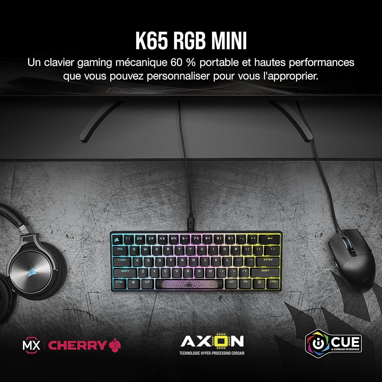 K65 RGB Mini 60% meccanica Gaming Keyboard - BE Azerty - MX Red - Tastiera gaming - Immagine 1
