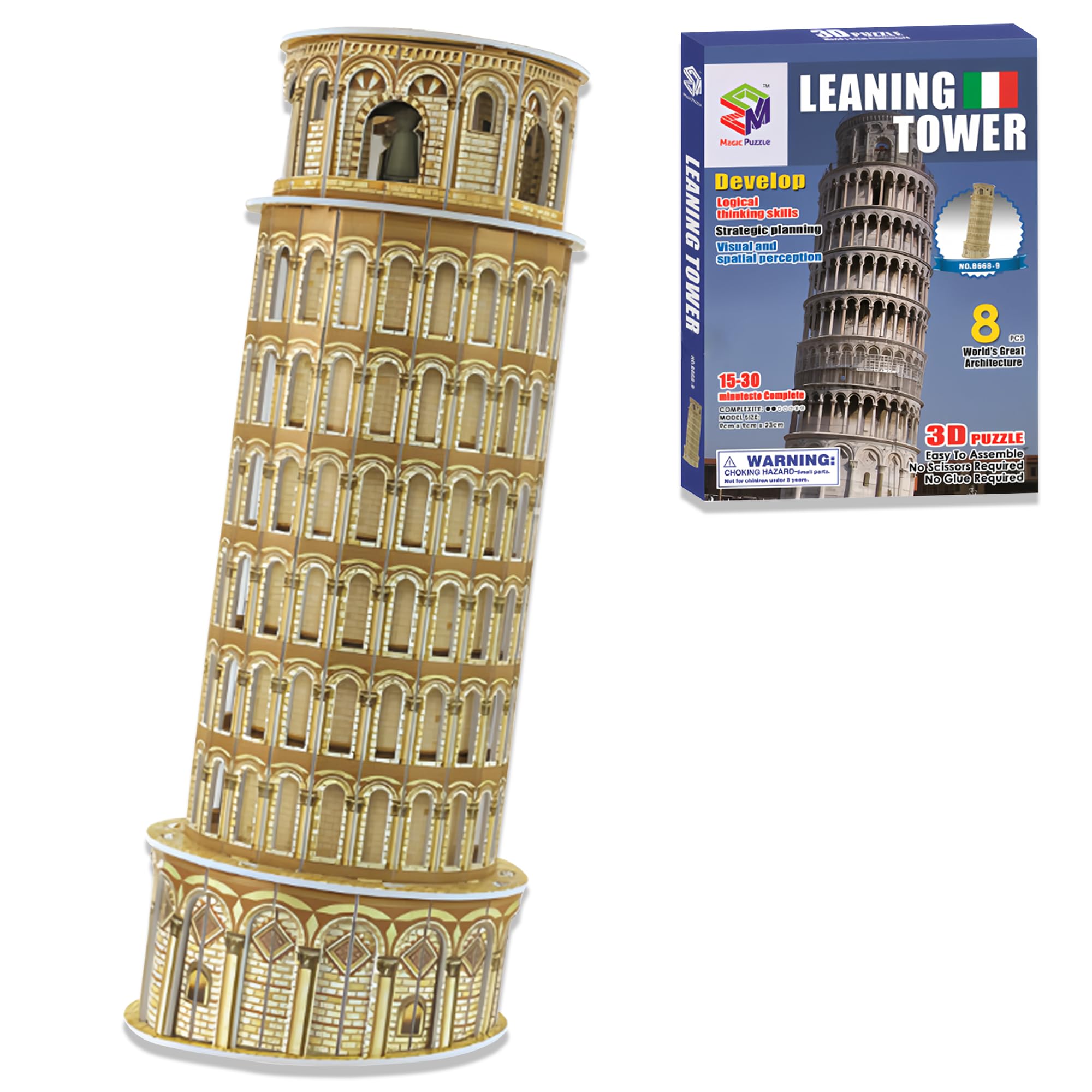 Leaning Tower of Pisa 3D Puzzle Paper Assembled Building Model Brain Game DIY World Architecture Jigsaw