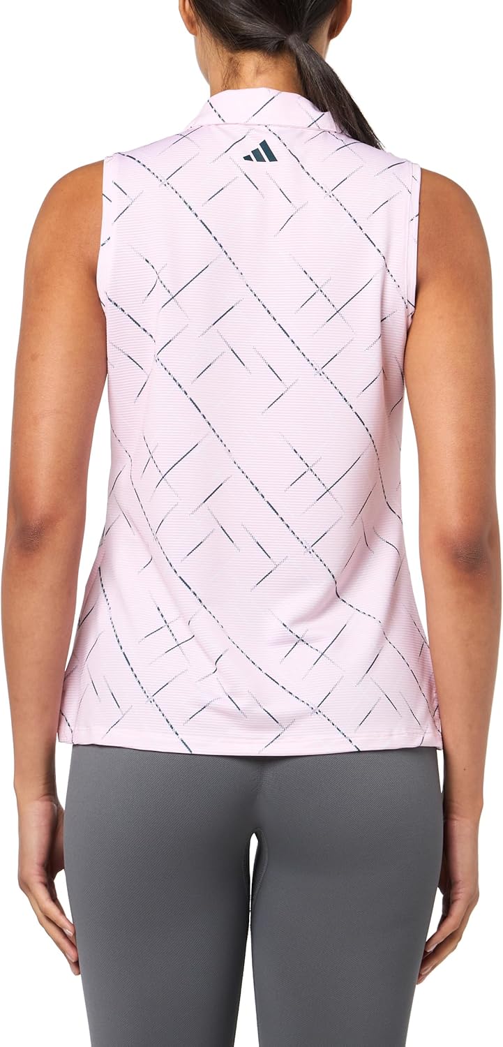 adidas Womens Ultimate365 Printed Sleeveless Polo Shirt