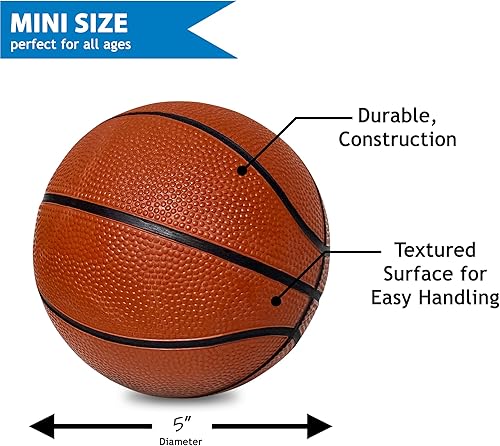 Miniatura 2 de Botabee Mini pelotas de baloncesto de goma de 5 pulgadas (paquete de 2) – Rebote realista y agarre para juego en interiores y exteriores –