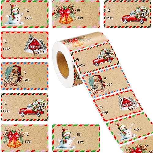 Outus 500 etiquetas de Navidad, calcomanías de Papá Noel, autoadhesivas, etiquetas de Navidad, festivales, cumpleaños, bodas, decoración de