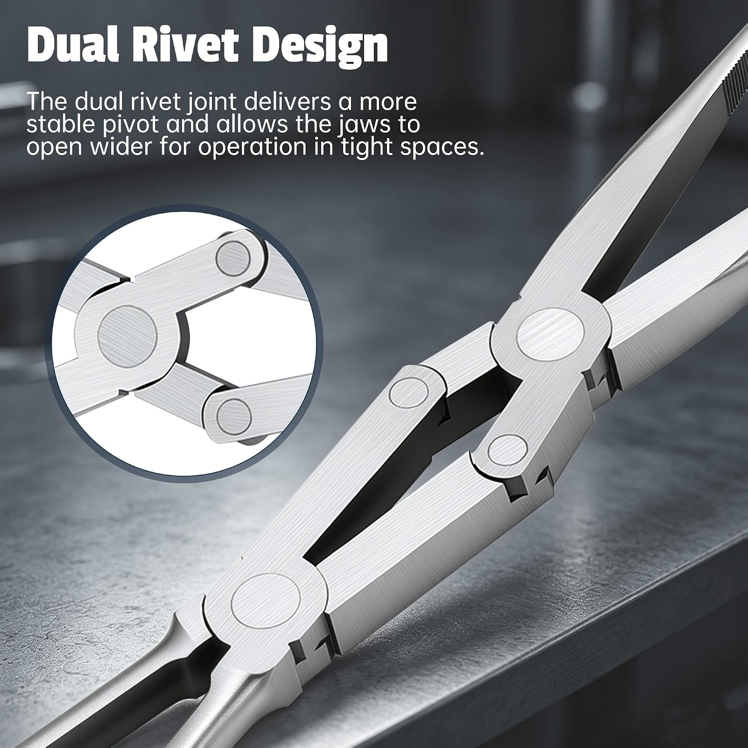 2 Pieces 13" Long Needle-Nose Pliers Set, Double Rivets, Straight Needle Nose & 45° Bent Nose Pliers, Cr-V Steel, Pliers Set for Working in Narrow Spaces