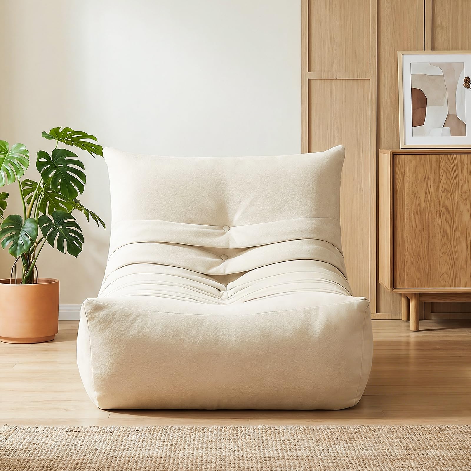 HOOBRO Pouf Poire Chenille, Beige EBE04SO01