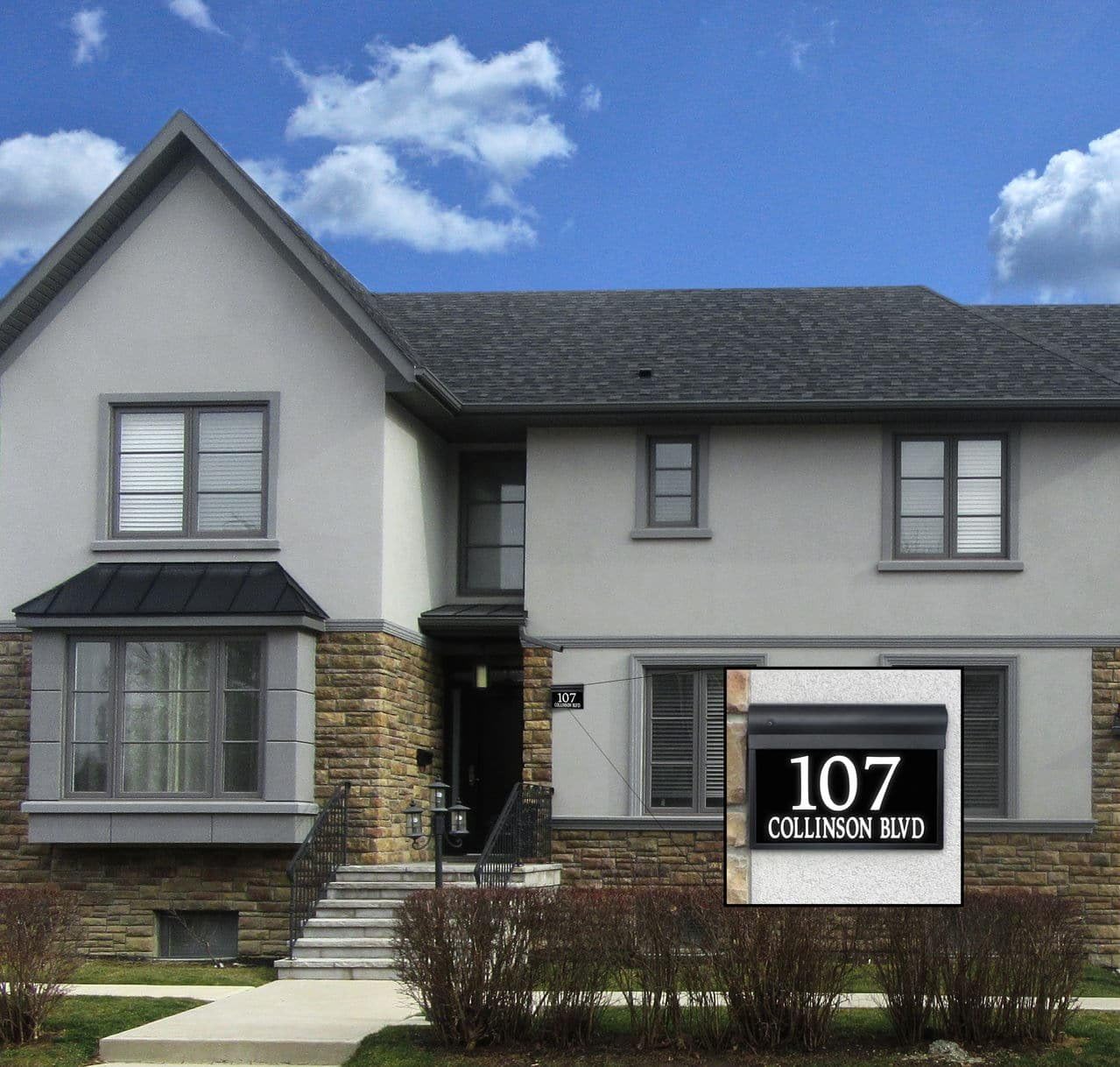 Personalized and Customized Illuminated LED Address Sign (Electrical), Modern Style with Street Name, 14 Inch, Bright White