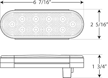 Optronics STL72RS Red Lens 6 Oval Sealed LED Light