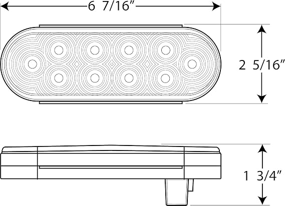 Optronics STL72RS Red Lens 6 Oval Sealed LED Light