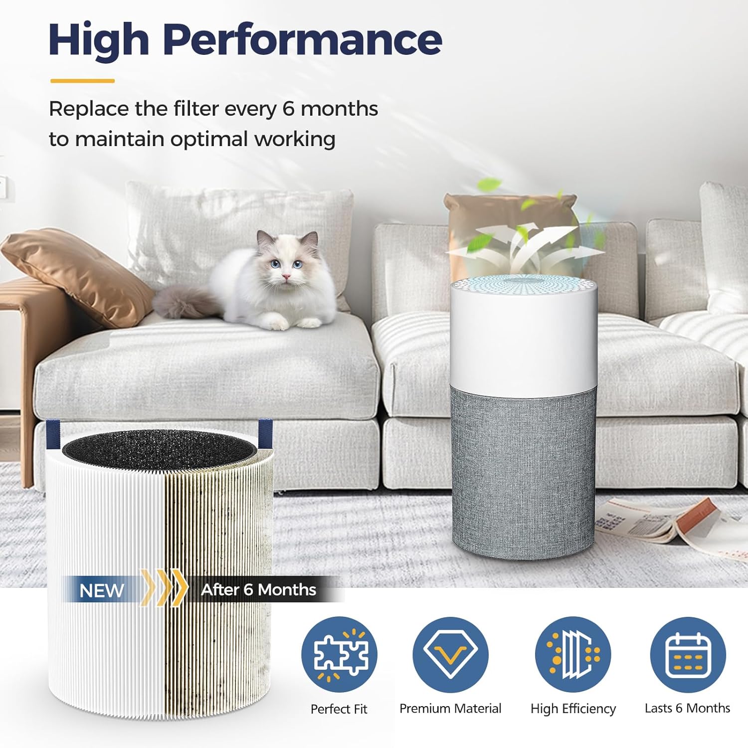 2 Pack 511 Replacement Filter Compatible with Blueair Blue Pure 511 Air Purifier, 2-in-1 HEPA Filters with Particle and Activated Carbon Replacement Filter (Not Fit for 511 Auto) - Image 7