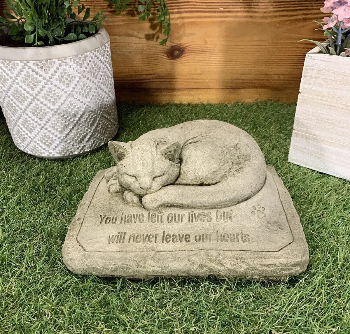 J And L Stone Ornaments Stone Garden Memorial Cat With Verse Statue Ornament