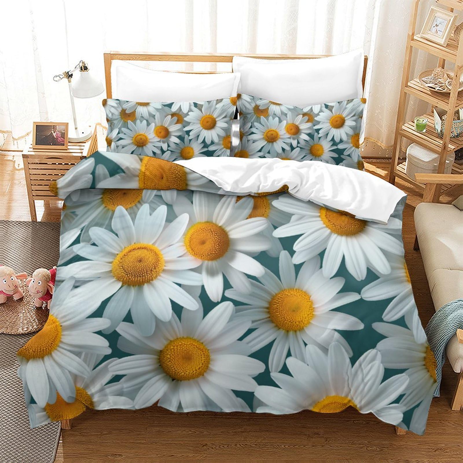 Housse de couette super king en microfibre douce chrysanthème 3D