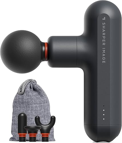 Sharper Image Powerboost Move Aero 3.0 - Mini pistola de masaje de percusión | Diseño suave al tacto actualizado, bolsa de transporte, 4 nodos|