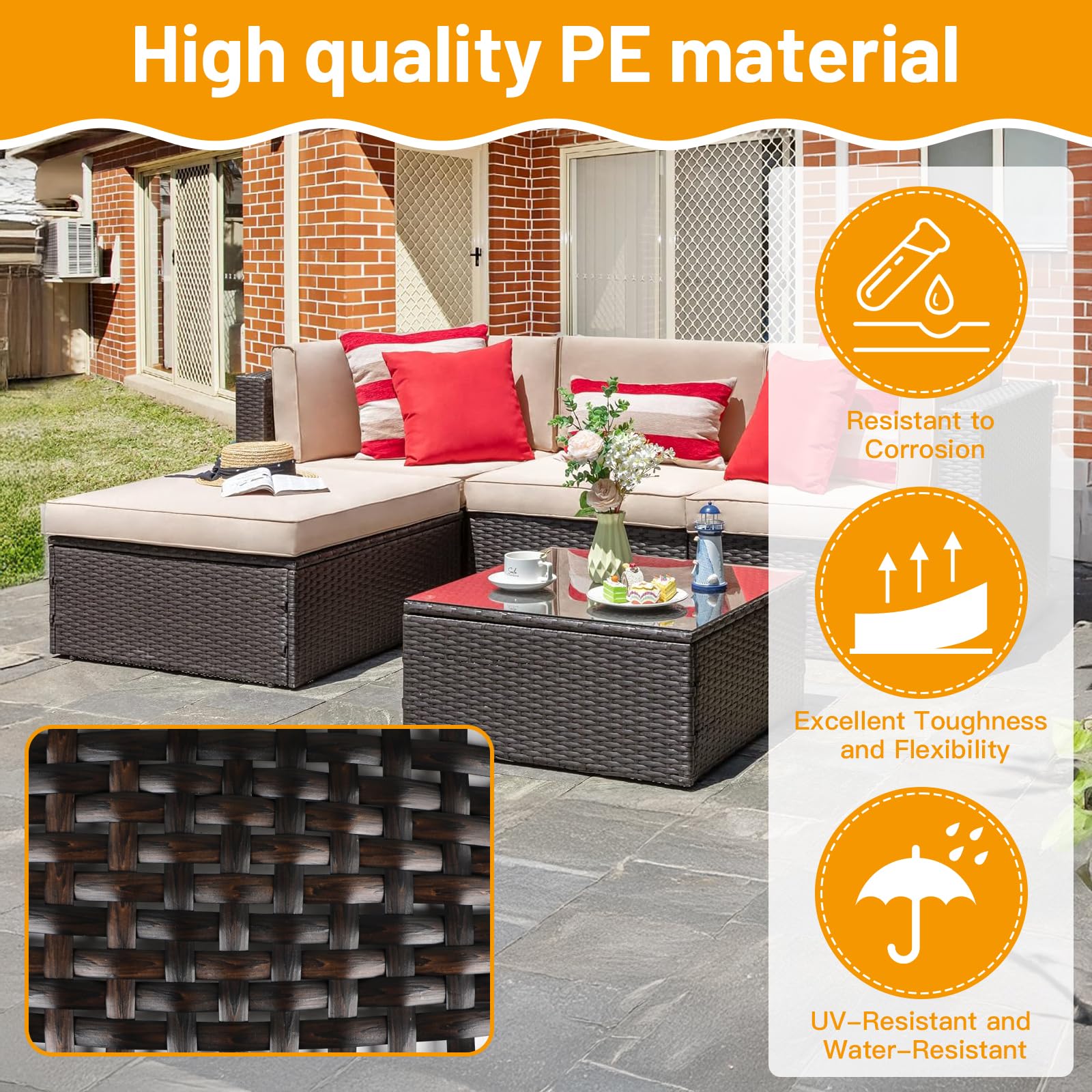 Rattan Intrecciato In Plastica DBREAKS - 65m Nero, Per Riparare Mobili Da Esterno E DIY - Foto 4