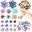 BBTO 21 Pcs Flower Hair Clip Rose Hair Clips Barrettes for Women Flower Accessories Boho Bride Claw Clip Hairpin Brooch Pin Headpiece for Wedding(Blue, Purple)