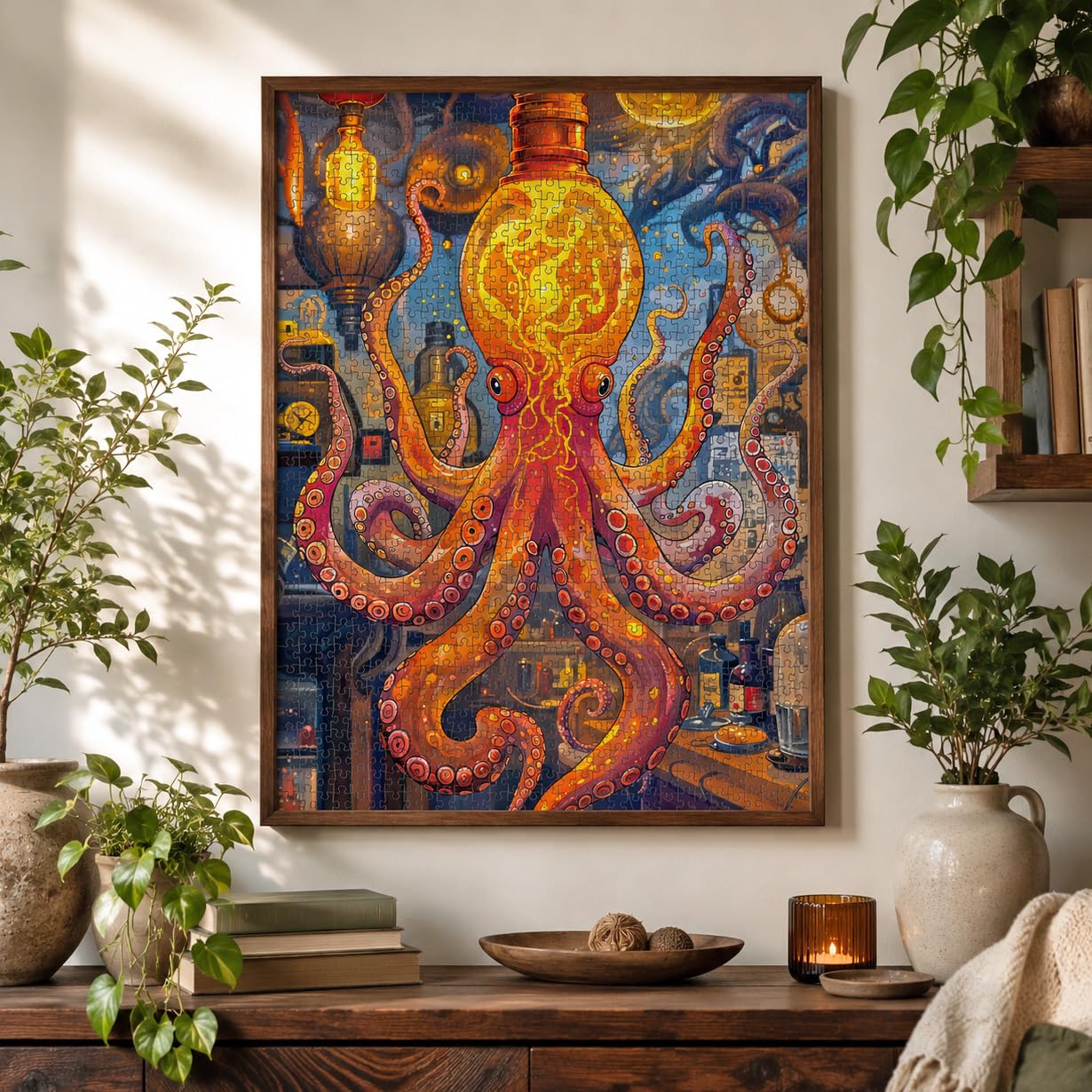 Cross & Glory 1000 Piece Jigsaw Puzzle for Adults | Octopus Alchemy: The Lava Experiment | Marine Ocean Artwork Puzzle | Challenging Brain Teaser | Satin Finish | 20x27 Inches