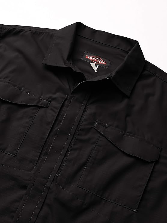Tru-Spec 24-7 1051002 Men's Ultralight Long Sleeve Uniform Shirt, Polyester Cotton Rip-Stop, X-Small Regular, Black