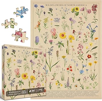 Vintage Wooden Puzzle of Wildflowers of North America
