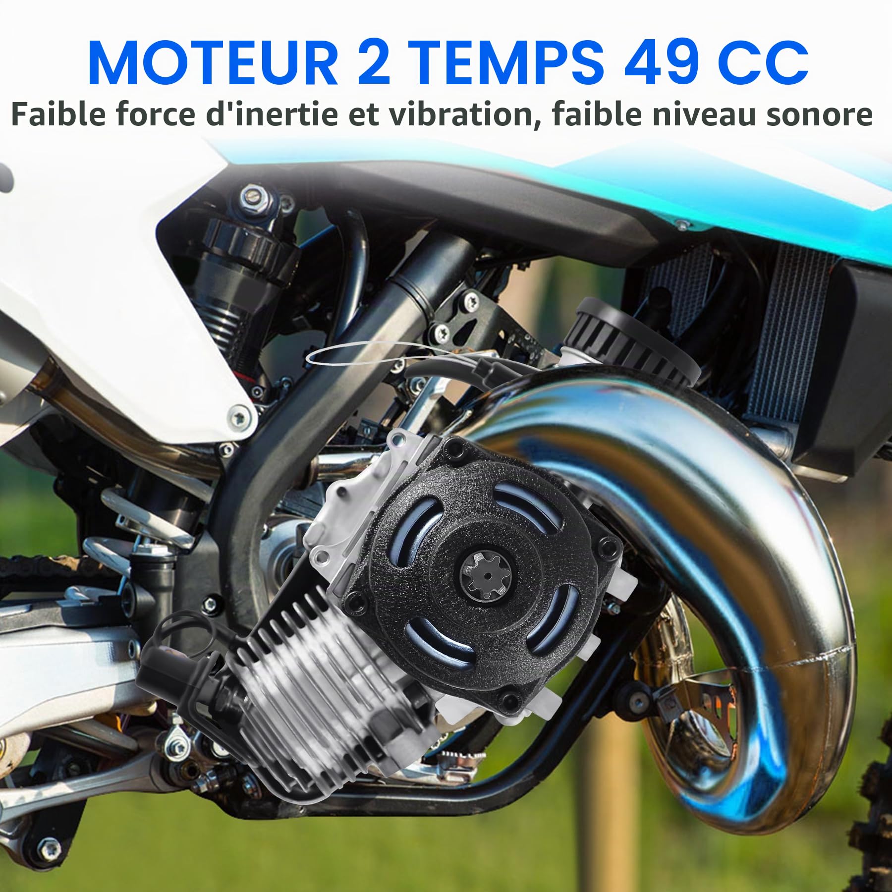 Moteur à traction 49 cc 2 temps refroidi par air pour Pocket Bike Mini Dirt Bike ATV Scooter