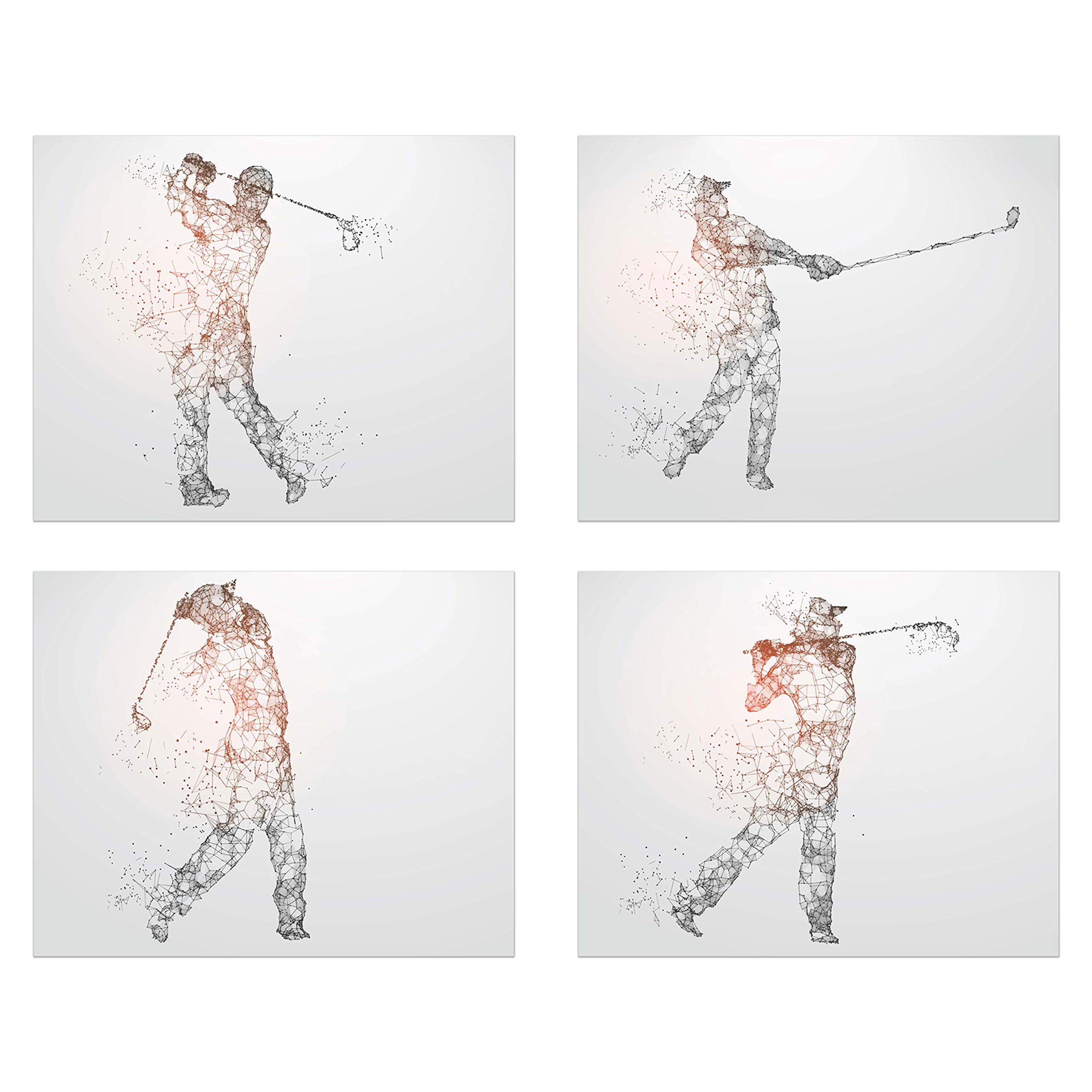 Summit Designs Golf Geometric Wall Art Prints - Particle Silhouette – Set of 4 (8x10) Poster Photos - Man Cave - Bedroom Decor