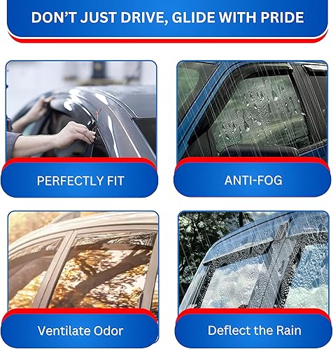 Miniatura 489 de KPY Moldura deflectora de viento con protección contra la lluvia compatible con Mazda CX-3 2016-2021 (CX3), 4 unidades, para ventana lateral