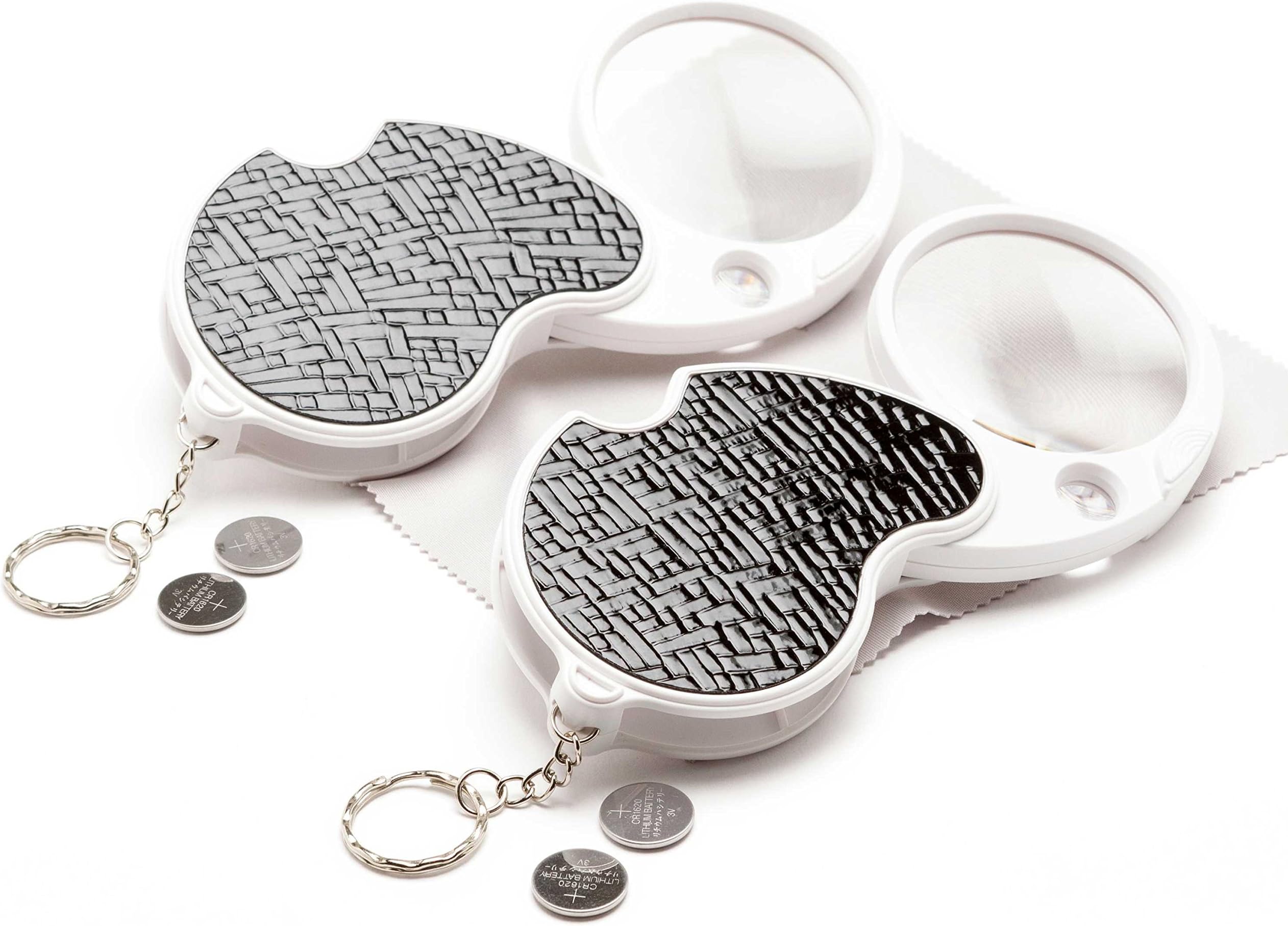 c cmoredetail 2 Pack Folding Magnifying Glass Bundle: 2 Lighted Folding Pocket Magnifiers with 3X Magnifying Glass