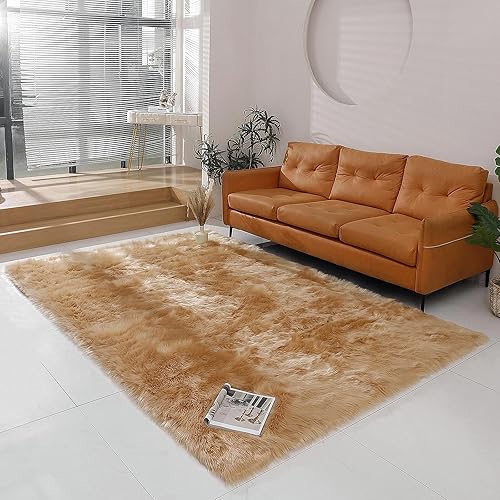 Alfombras súper suaves y esponjosas de piel de oveja sintética de alta densidad para el dormitorio, el sofá y la sala de estar, alfombra de felpa de