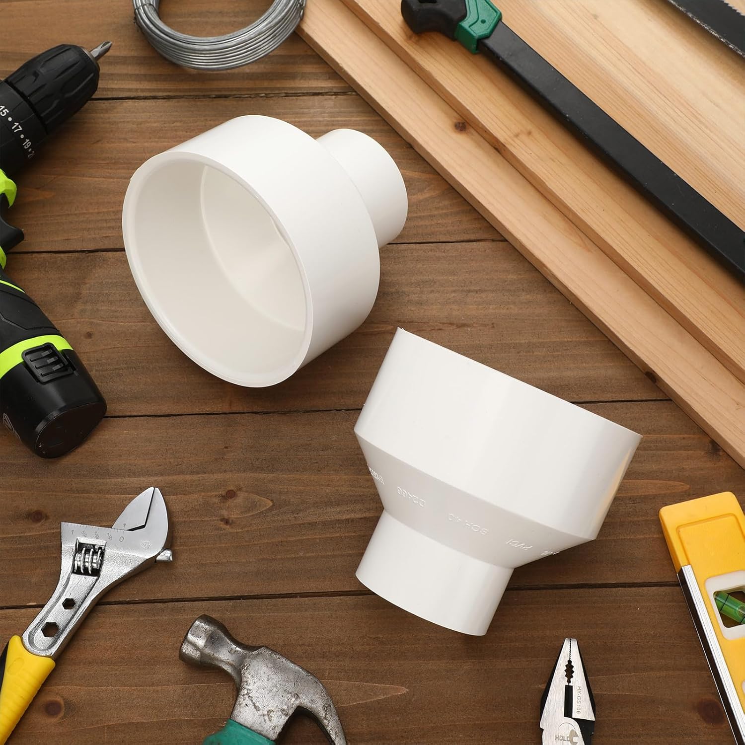 4 Pcs 4" x 2" PVC Reducer Coupling Adapter Socket x Socket Pipe Fittings Schedule 40 Slip Dwv Connectors Airflow Tube for Home Industrial Sewer High-flow Plumbing Irrigation Pool Spa