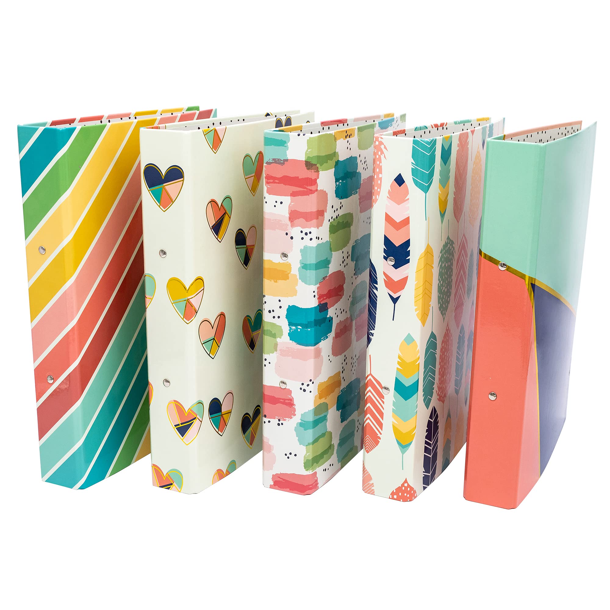Pukka Pad, Fashion File Ring Binder - 2 Ring, Paperboard File with Inner Index - Pack of 10, 5 Assorted Styles