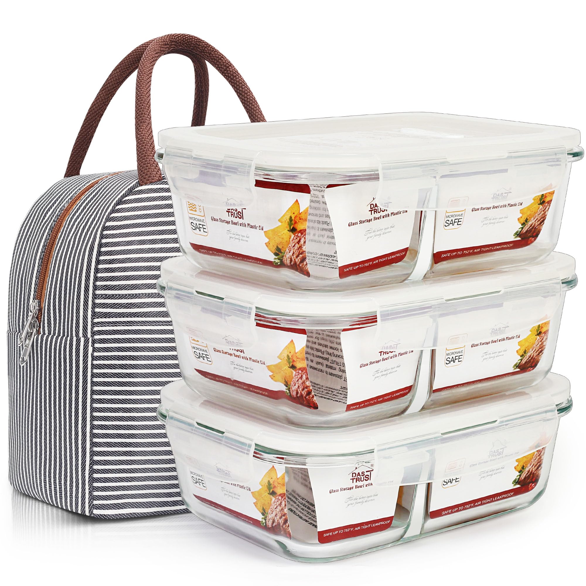 Amazon.com: DAS TRUST 3 Pack Glass Food Storage Containers 2
