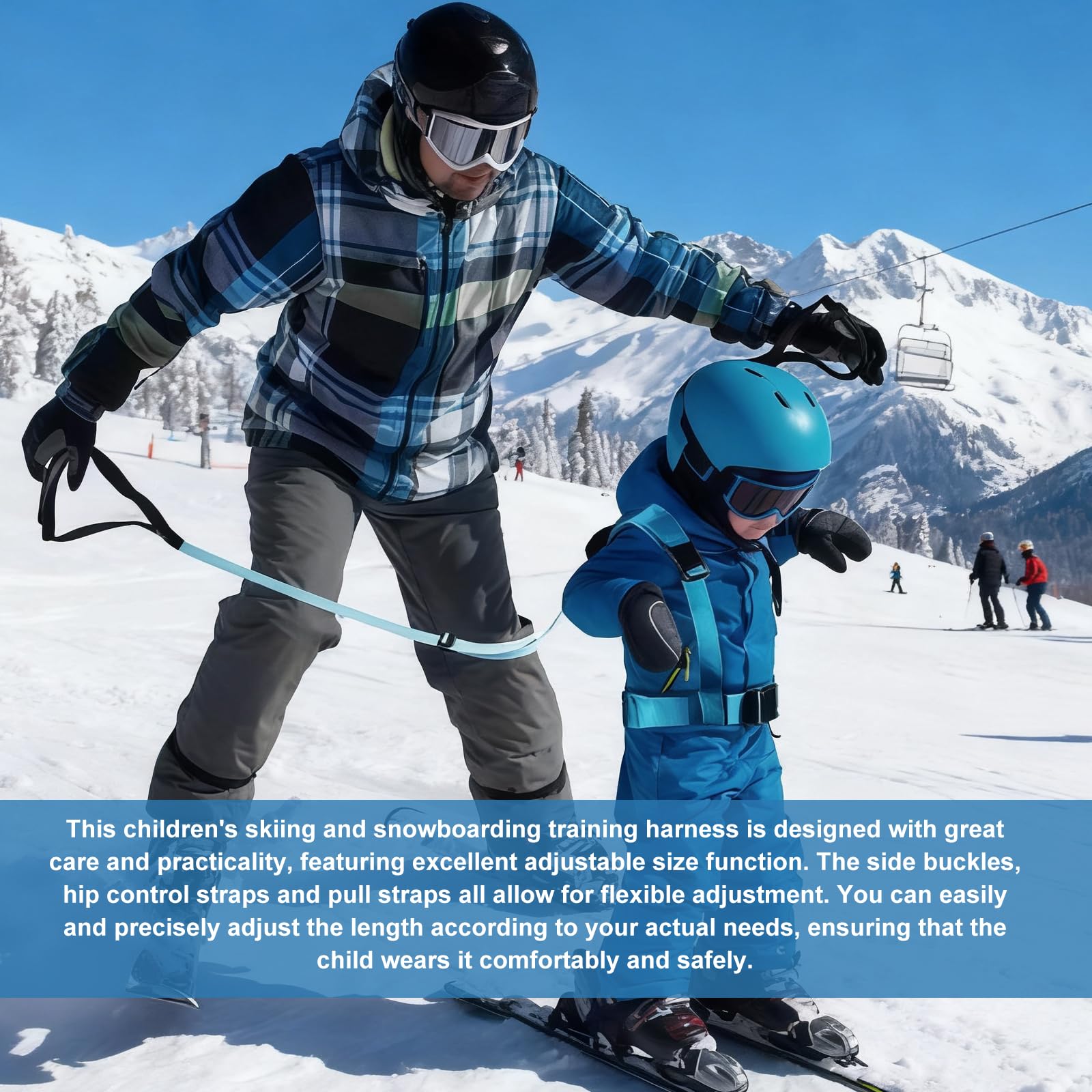 Ski- und Snowboard-Trainingsgurt für Kinder: Skigurttrainer Ski-Geschirr für Kinder mit Einfacher Hebestuhlgriff aus Traktionsgurt, Ski und Snowboardgurt Trainer Gurt für Kinder Jungen Mädchen