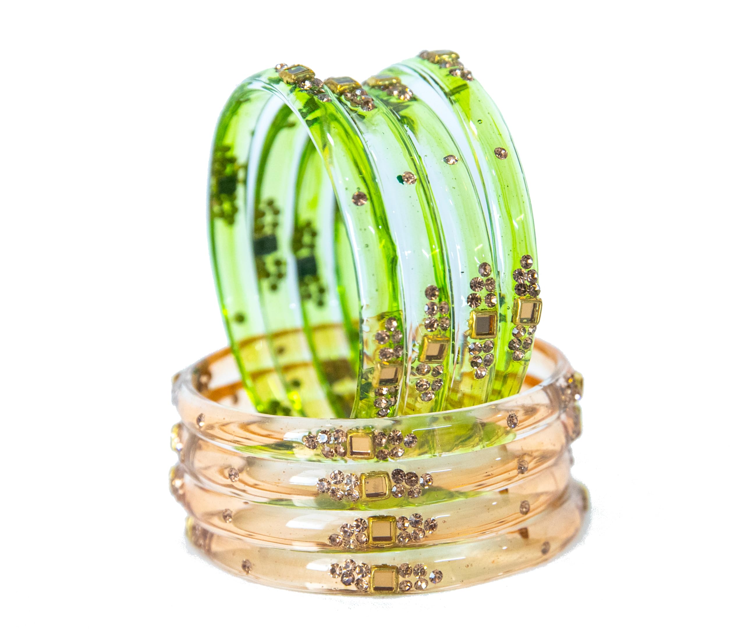 Multicolor Glass Bangles set for Women/Zirconia stonework bangles/glossy finish perfect for festival wedding occassions(8Pcs)(SKU273)-image-22
