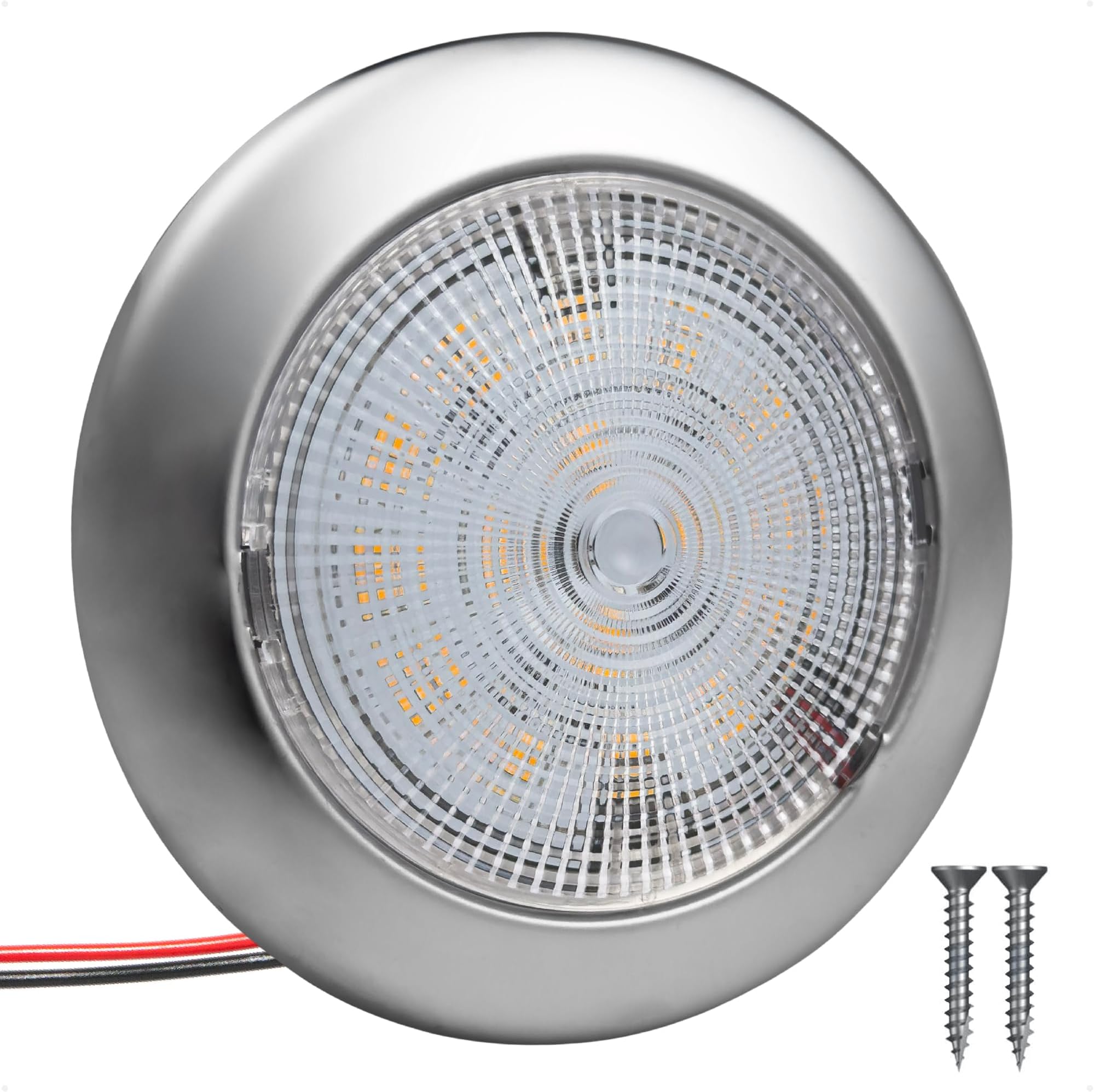 LED Dome Ceiling Light, 3-3/4" Slim Round, Warm White, 12V, IP65 Waterproof, Interior Lights for RVs, Boats, Caravan - FO2631
