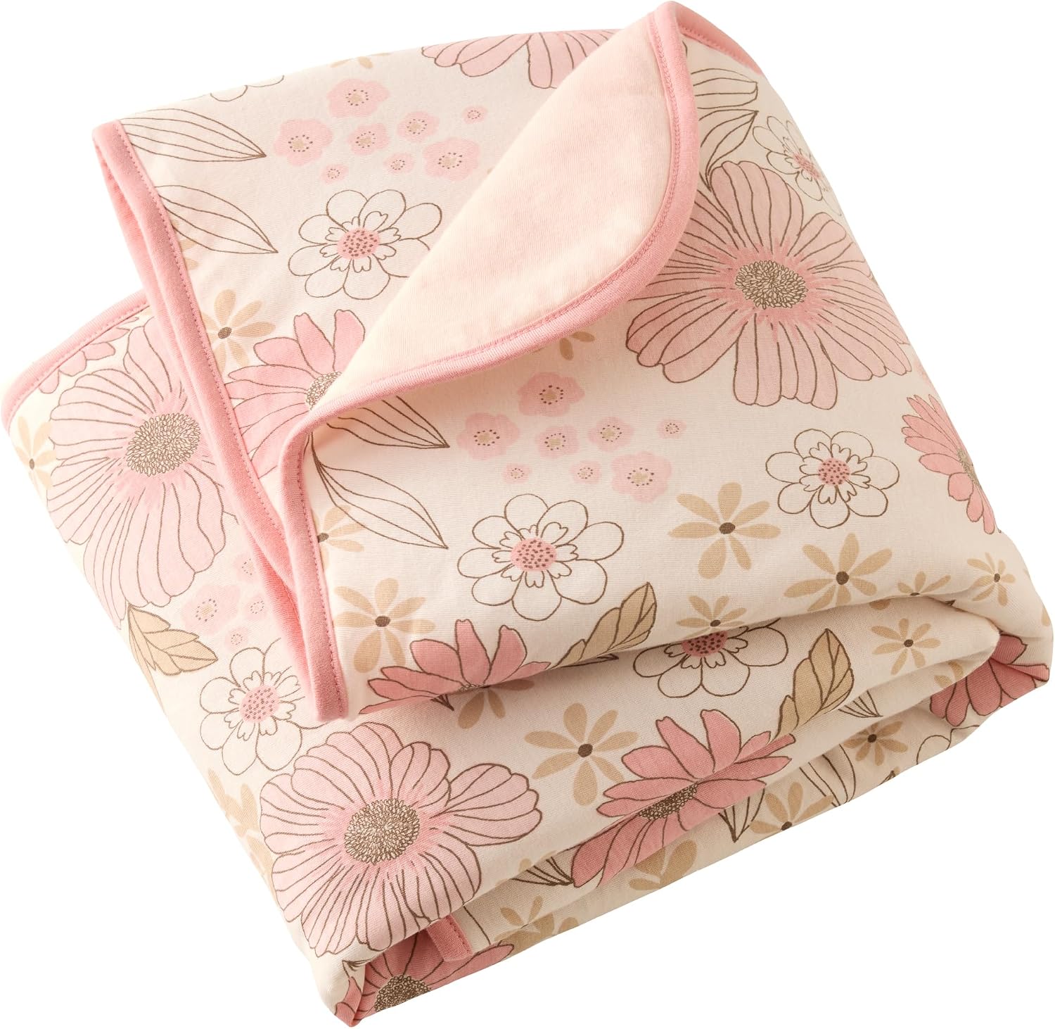 Butterblu Quinn Reversible Light Weight Quilted Blanket 30” X 40” for Newborn Girls, Boys, Unisex​, Pretty Petals, One Size