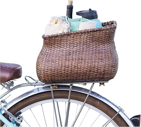 Warners Wheels Rear Bike Basket Handmade Rattan Cruiser