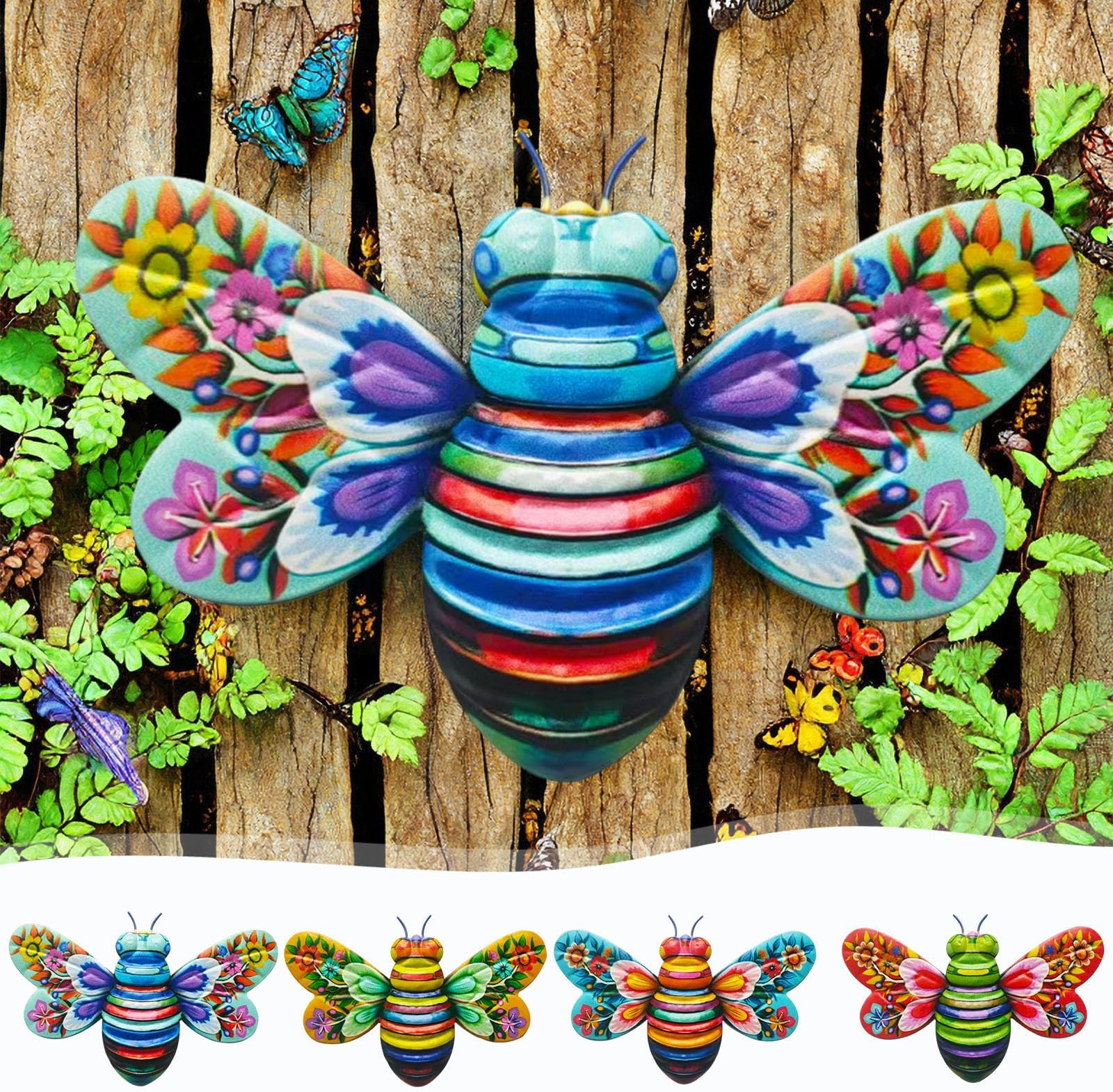 Metal Outdoor Wall Art Decor, Bee Wall Decoration, Iron Bee Garden Art, Metal Craftwork, Bumble Bee Decor Outdoor Hanging Bees for Wall and Garden Decoration, Indoor or Outdoor Decorative Art