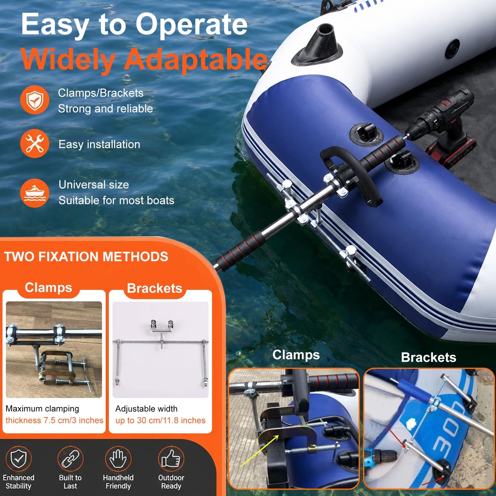 Drill Propeller Outdoor Emergency Raft Kajak Paddel, Handpropeller