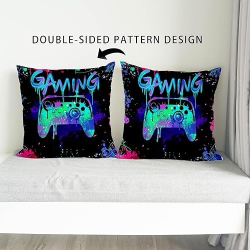 Miniatura 4 de Almohadas para videojuegos, fundas de almohada de 18 x 18 pulgadas, decoración de sala de juegos, decoración de sala de juegos, funda de almohada