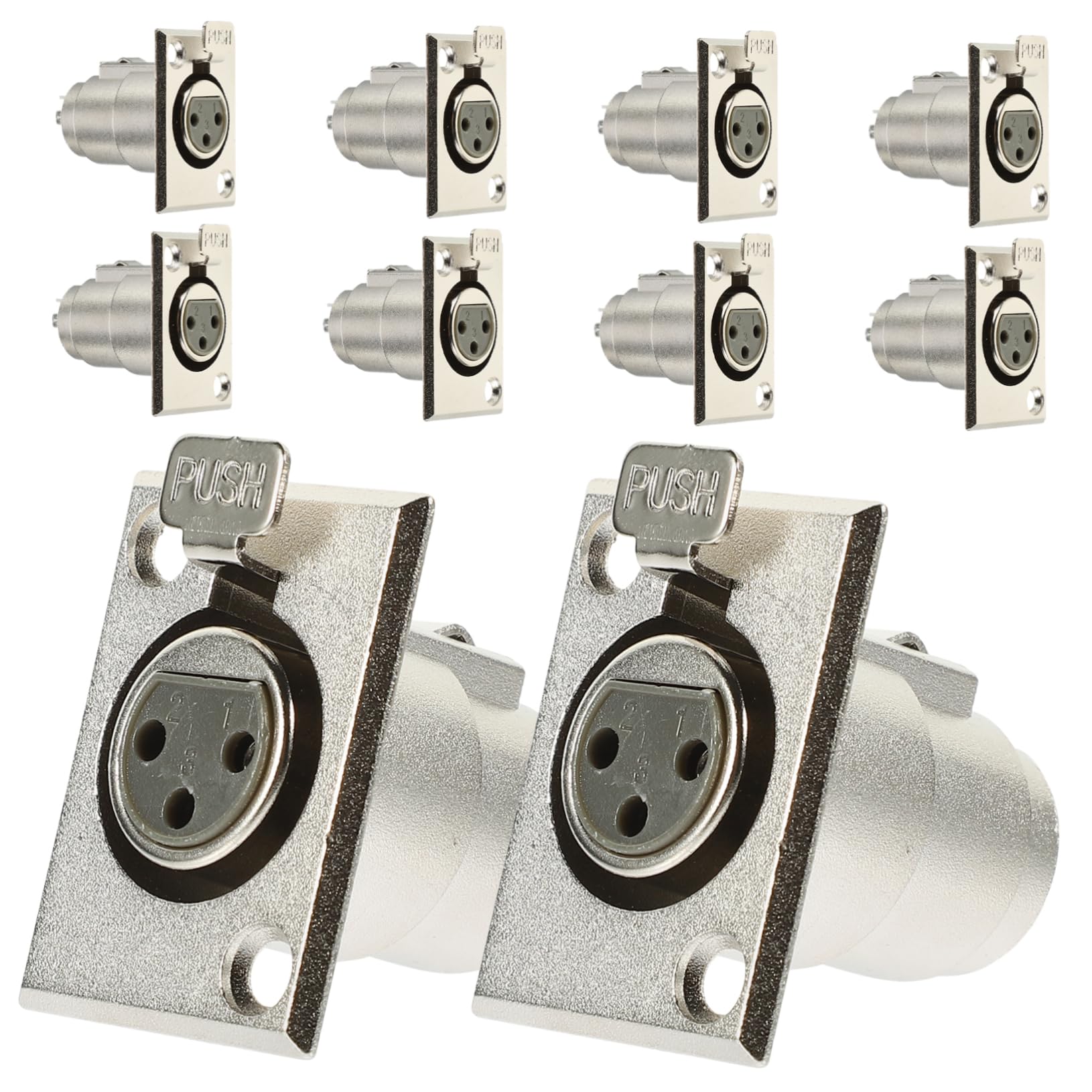 Happyyami 10Pcs Pin Female Panel Mount Microphone Connector Durable Metal Chassis Audio Parts for Microphones Musical Instruments and Entertainment Systems