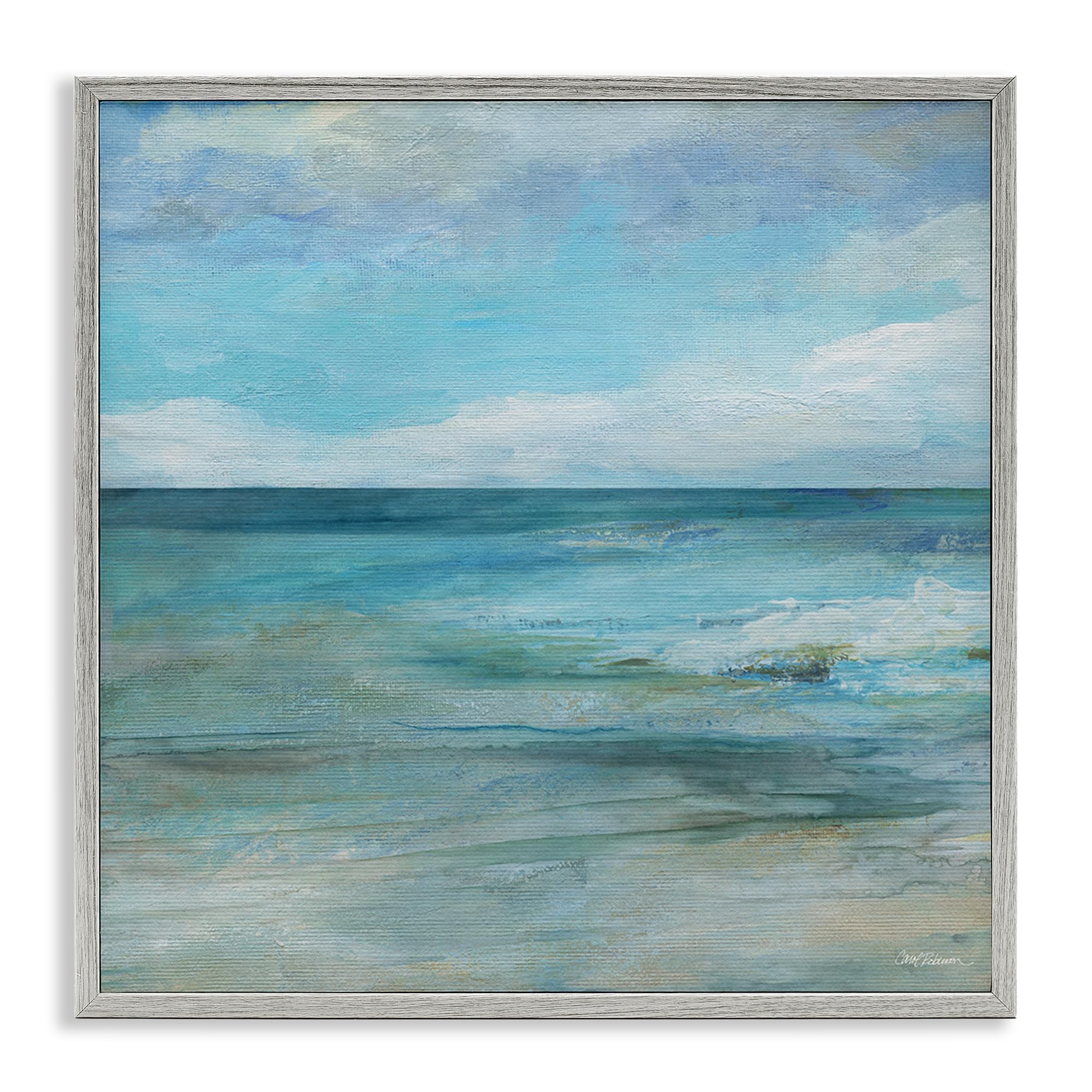 Stupell Industries 'Aqua Ocean Horizon Abstract', Framed Giclee Art, Gray, 12 x 12 Inches, Easy to Hang and Sturdy, Made in USA, by Carol Robinson