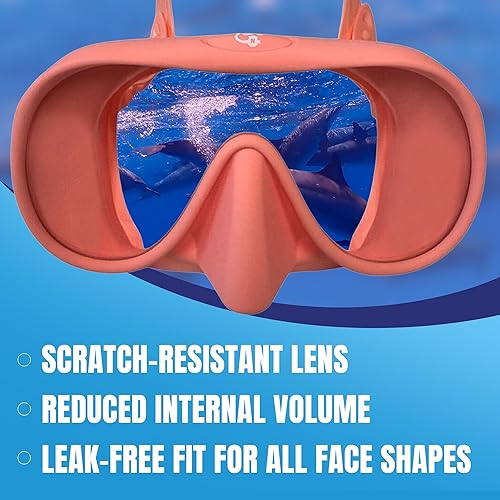 Miniatura 3 de Spartacus Frameless Dive Mask, Ultra-Clear Low-Iron Glass, Wide View, Low Volume, 100% Silicone Skirt, Pink