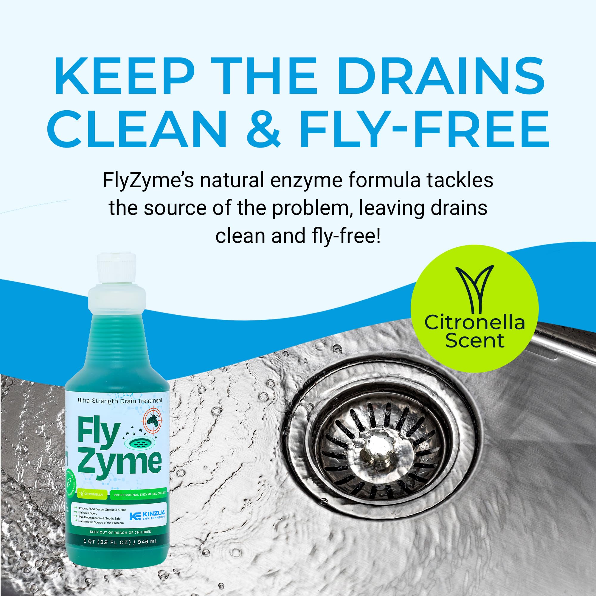 Amazon.com: Fly-Zyme Citronella Enzyme Drain Cleaner for Pipes