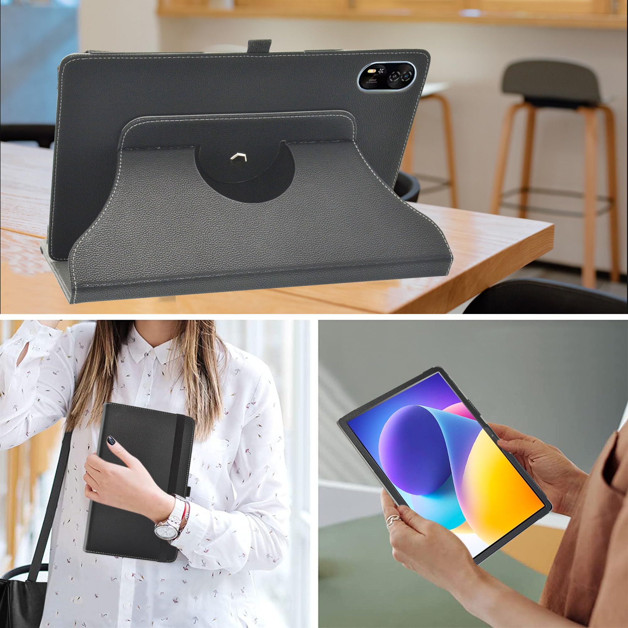 MAMA MOUTH – Coque Protectrice En PU Cuir Pour Blackview Mega 8 13 Pouces – Étui Avec Support Rotatif 360°, Découpes Précises, Protection Anti-rayures Et Chocs