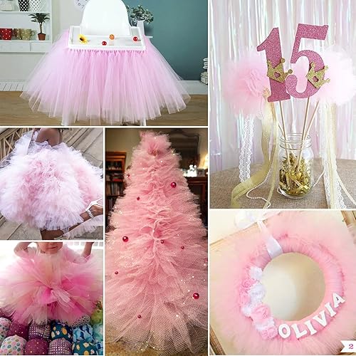 Miniatura 33 de Rollos de tela de tul rojo de 6 pulgadas por 100 yardas (300 pies), carrete de tela, cinta de tul para envoltura de regalos de Navidad, lazo de tutú