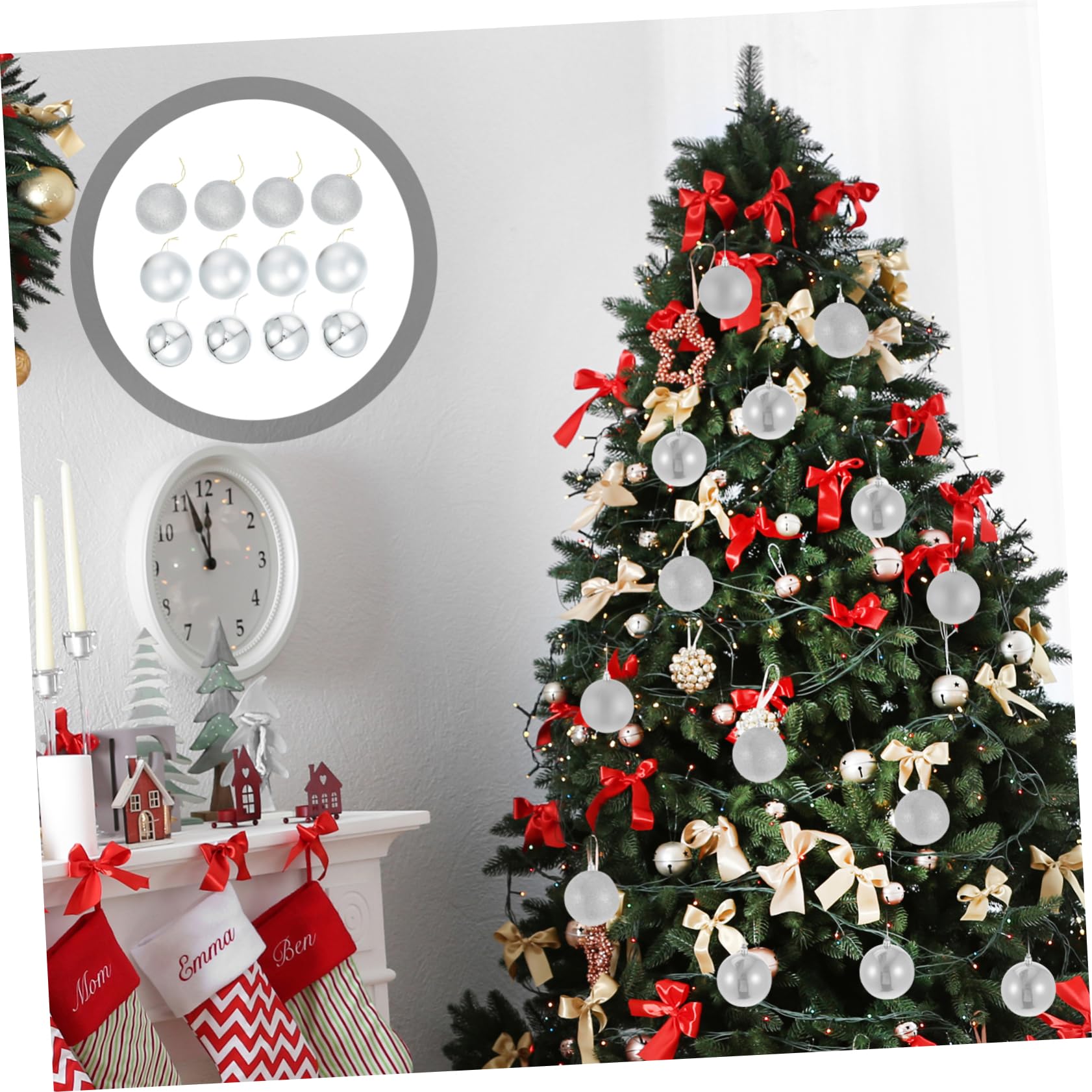 ORFOFE 24stücke Hängende Kugeln Weihnachtsdekor Kleine Kugeln Anhänger Für Weihnachtsbaum Outdoor Szene Dekoration Weihnachtsbaum Anhänger Ornament